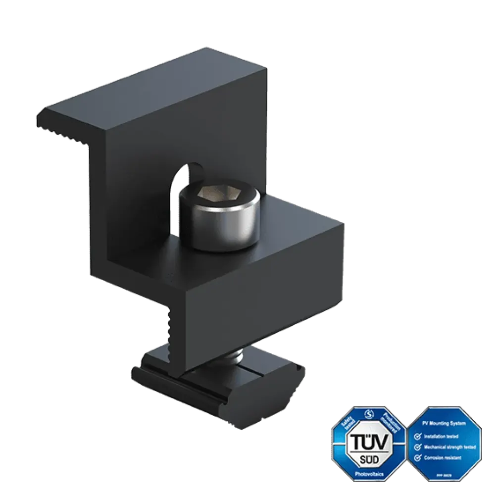 Enerack end clamp 35mm black