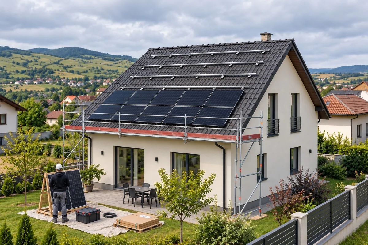 Montarea panourilor fotovoltaice în proiectul din Apahida