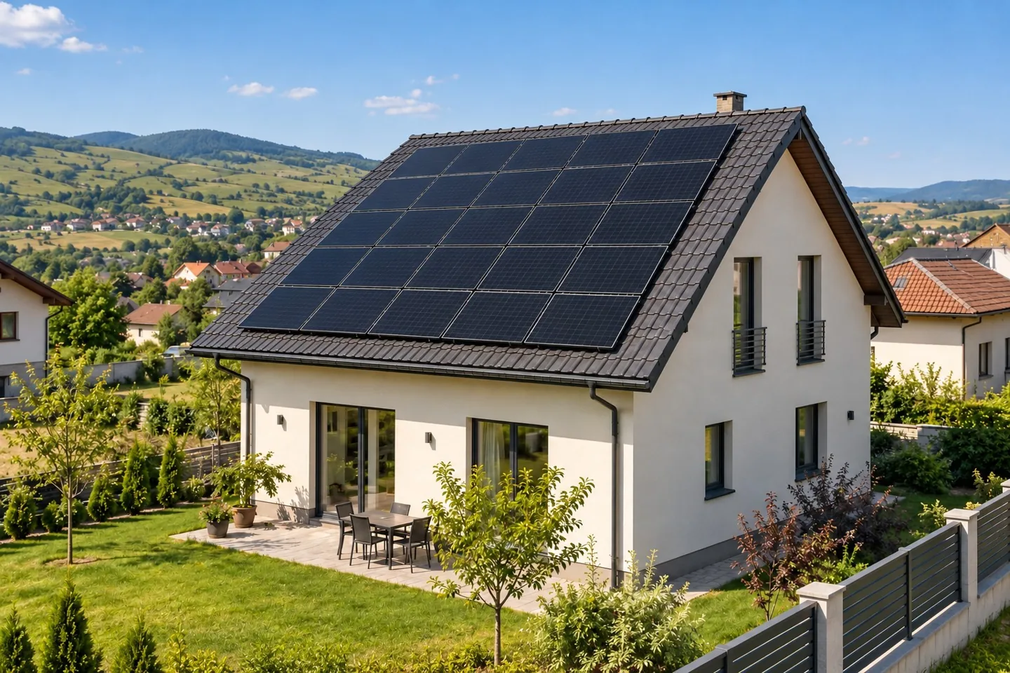 Casa din Apahida cu sistem fotovoltaic pe acoperiș, din materialul proiectului LowCostSolar